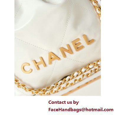 Chanel Shiny Calfskin  &  Gold-Tone Metal CHANEL 22 Mini Handbag AS3980 White